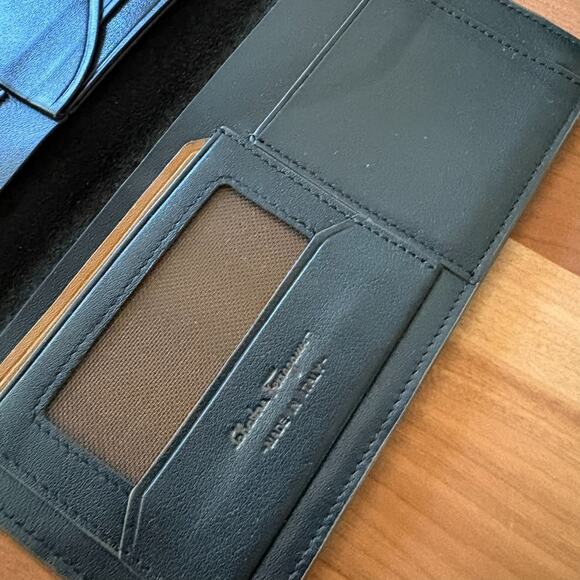 Salvatore Ferragamo Long Wallet Black Leather Vintage Made in Italy Used - Picture 6 of 8